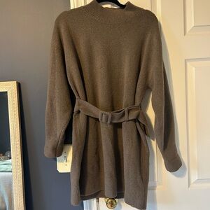 & Other Stories knitted mini dress with belt in mole melange